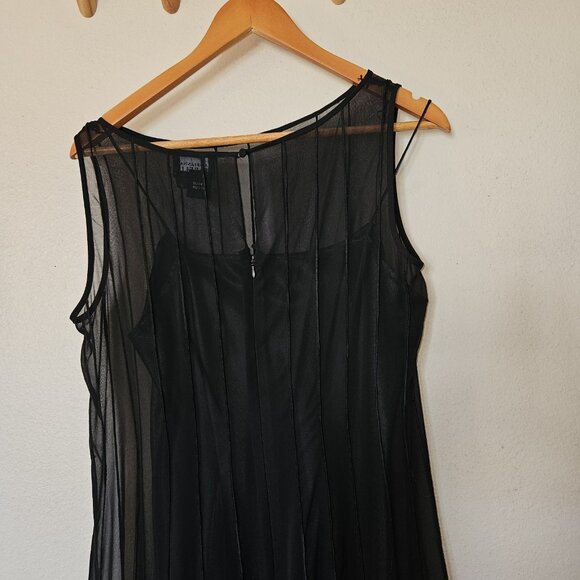 Adrianna Papell Black Sheer Overlay Cocktail Party Dress Women’s Size 8 - Picture 13 of 15